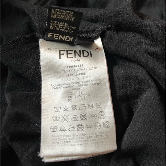 - Fendi Monster crystal embroidered logo tshirt Sz 52 black Large - Picture 7 of 9